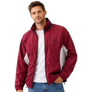 VTG Wilson Burgundy White Windbreaker Jacket Full Zip Athletic Sportswear Size M